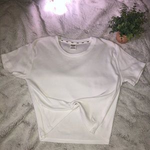 PINK Cropped Ribbed Tee